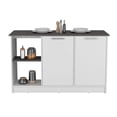thumbnail image 5 of DEPOT E-SHOP Kitchen Island with Storage - Coral Kitchen Cart, Large Countertop, Shelves & Cabinet-Color:White/Brown, 5 of 6