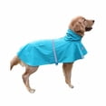 thumbnail image 1 of Impermeable ajustable con capucha para perros, chaqueta impermeable para perros, ropa para perros pequeños, medianos y grandes (Azul Lago M), 1 of 5