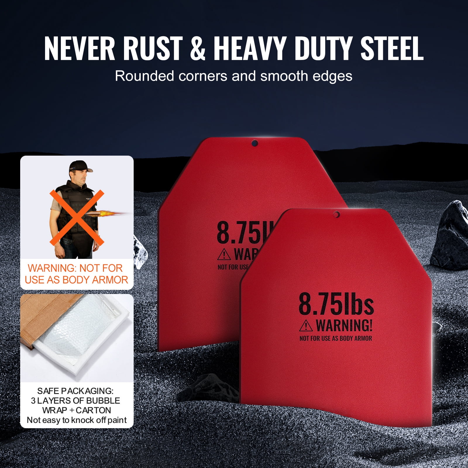 KFFKFF Steel Weight Vest Plates, 8.75 LB Pair, Ergonomic Contoured Design – Ideal for Strength Training, Running, Fitness, and Intense Workouts