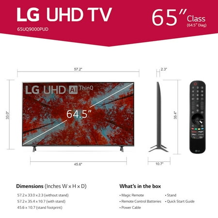 LG 65" Class 4K UHD 2160P WebOS Smart TV with HDR UQ9000 Series 65UQ9000PUD (New)