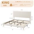 thumbnail image 3 of King Size Bed Frame, Adjustable Height Headboard, Velvet Upholstered Platform Bed Frame, No Box Spring Needed, Easy Assembly, Beige, 3 of 7