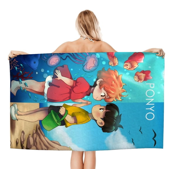 Bath Towels for Ponyo Beach Towel Kids Girs Boys Gifts for Bathroom Travel Camping Vacation Soft & Absorbent 20×40 inch