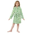 thumbnail image 6 of FORMRS Niños Bathrobe Unisex Hooded Robe Soft Plush Pajamas Sleepwear, Size 10-12T, Green Dot Triangles Pattern, 6 of 7