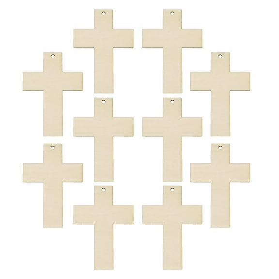Zcyifa wooden crosses in bulk 10pcs Unfinished Wood Cross Pendant Diy Cross Unpainted Cross Ornament Diy Crafts Making Material