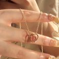 thumbnail image 3 of Oro Rosa Piedra Cadena Redonda Dije Ajustable Mujeres Collar Día de Cumpleaños Día de San Valentín Regalos para Mujeres y Niñas, 3 of 8