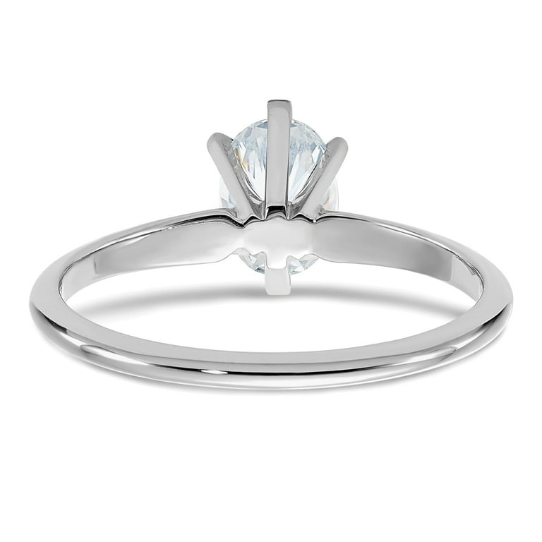 14k White Gold 7x5mm Oval 1 CT D E F Pure Light Moissanite Solitaire Engagement Ring