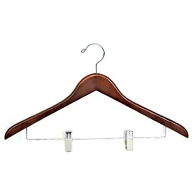 Suit Hanger with Wire Clips Light Walnut - 50 Pieces-Cotton