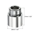 thumbnail image 3 of Uxcell G1/2 Female to G1/2 Male Thread 20mm Nickel Plated Brass Extension Pipe Fitting, 3 of 5