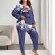 thumbnail image 1 of Conjunto de pantalones y blusa de poliéster para mujer, de manga larga, con estampado de moda, informal, para estar en casa, talla grande, 1 of 4