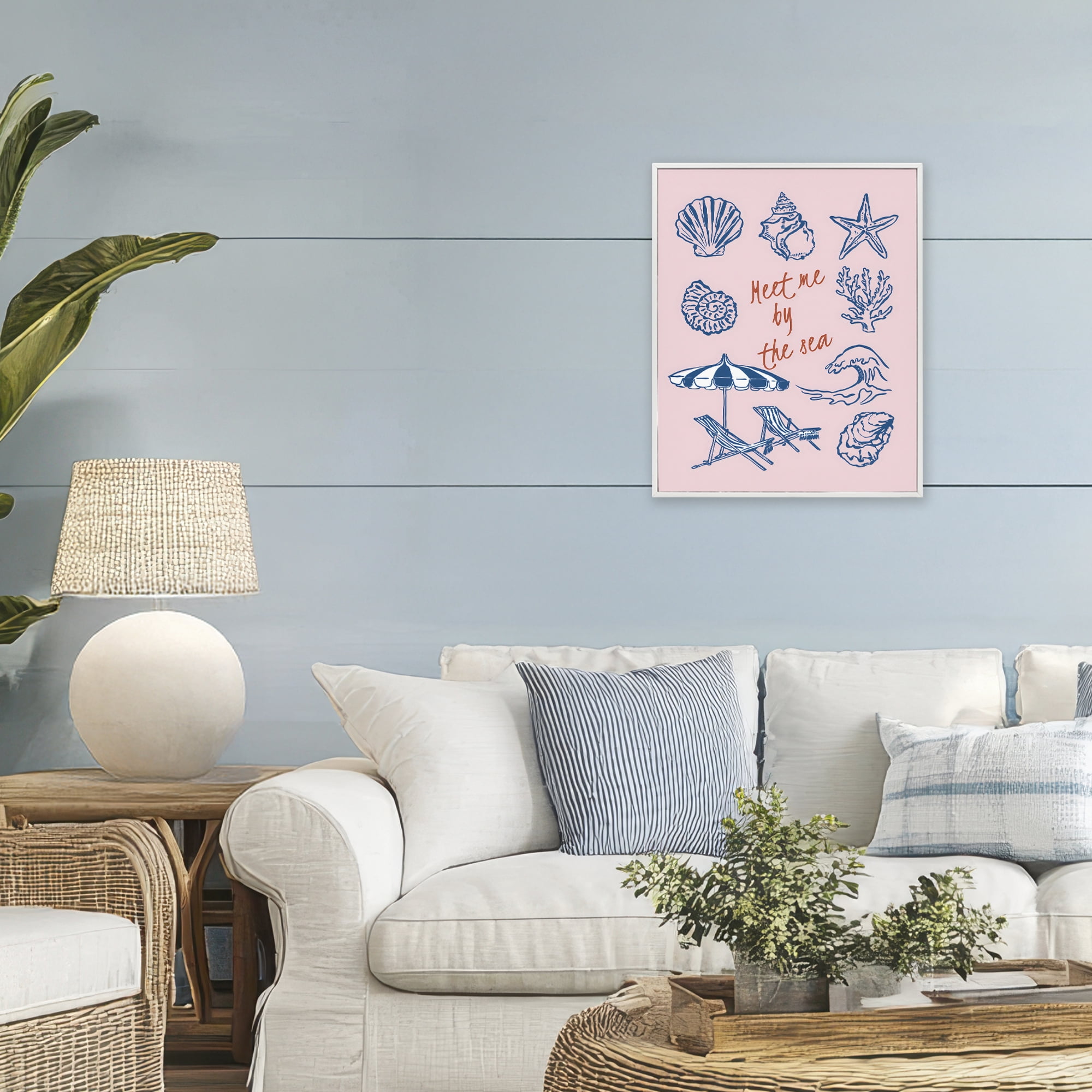 Stupell Industries Meet Me By The Sea White Framed Giclee Art, design by The Prints Vibe