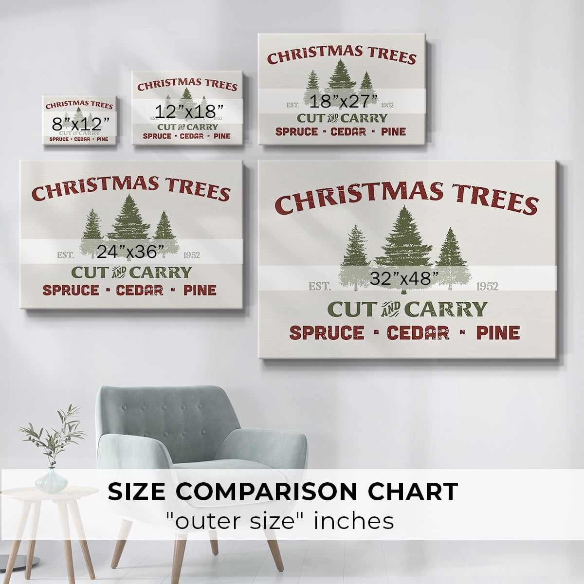 Christmas Farm Sign I- Gallery Wrapped Canvas