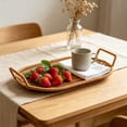 thumbnail image 7 of Boovnll Serving Tray, Woven Storage Tray with Handles Rattan Look, Decorative Wicker Basket Tray for Fruit Bread Table Counter Home Kitchen,11x7in, 7 of 7