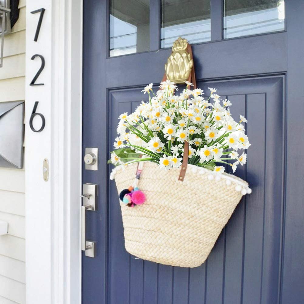12 Bundles Artificial Flowers Plants for Outdoors, Uv Resistant Fake Plants Plastic Faux Flowers for Home Wedding Party Outdoor Indoor Garden Decor. White