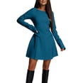 thumbnail image 2 of Gytharion Women's Fitted Waist Fit and Flare Dresses Long Sleeve Comfortable Versatile A-Line Dresses Flared Skirt Stylish Casual Style Mini Dresses, 2 of 5