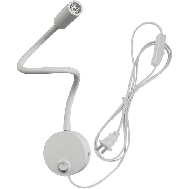 y 3W LED Light Picture Lamp Fixture Flexible Pipe with Button Plug-in White Finish Warm White
