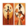 thumbnail image 2 of Designart "Graphic Representation Orisha Oshun, African Goddess with Mirror" African American Woman Wall Art Set Of 2 - Glam Red Wall Decor Set Of 2, 2 of 6