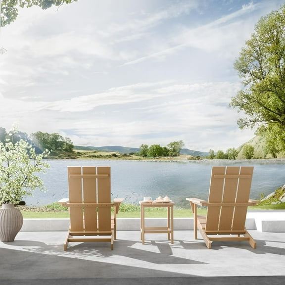 Kullavik Adirondack Chair Set of 8 Chairs & 4 Side Tables, Outdoor Patio Furniture,HDPE All-Weather Patio Set, Weather-Resistant, Backyard,Sand