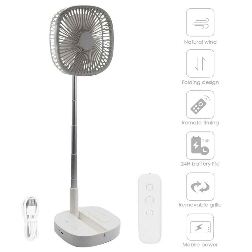 Portable Standing Fan with Remote Controller, 7200mah & USB