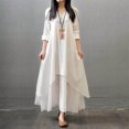 thumbnail image 6 of Black Asymmetrical Hem Maxi Dress With V-Neck And 3/4 Sleeve, 6 of 8