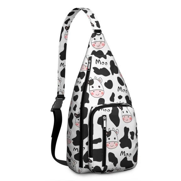 Vintage Highland Cow Print Sling Backpack – Cute Farmhouse Floral Cow Crossbody Bag for Women & Men, Lightweight Hiking Daypack