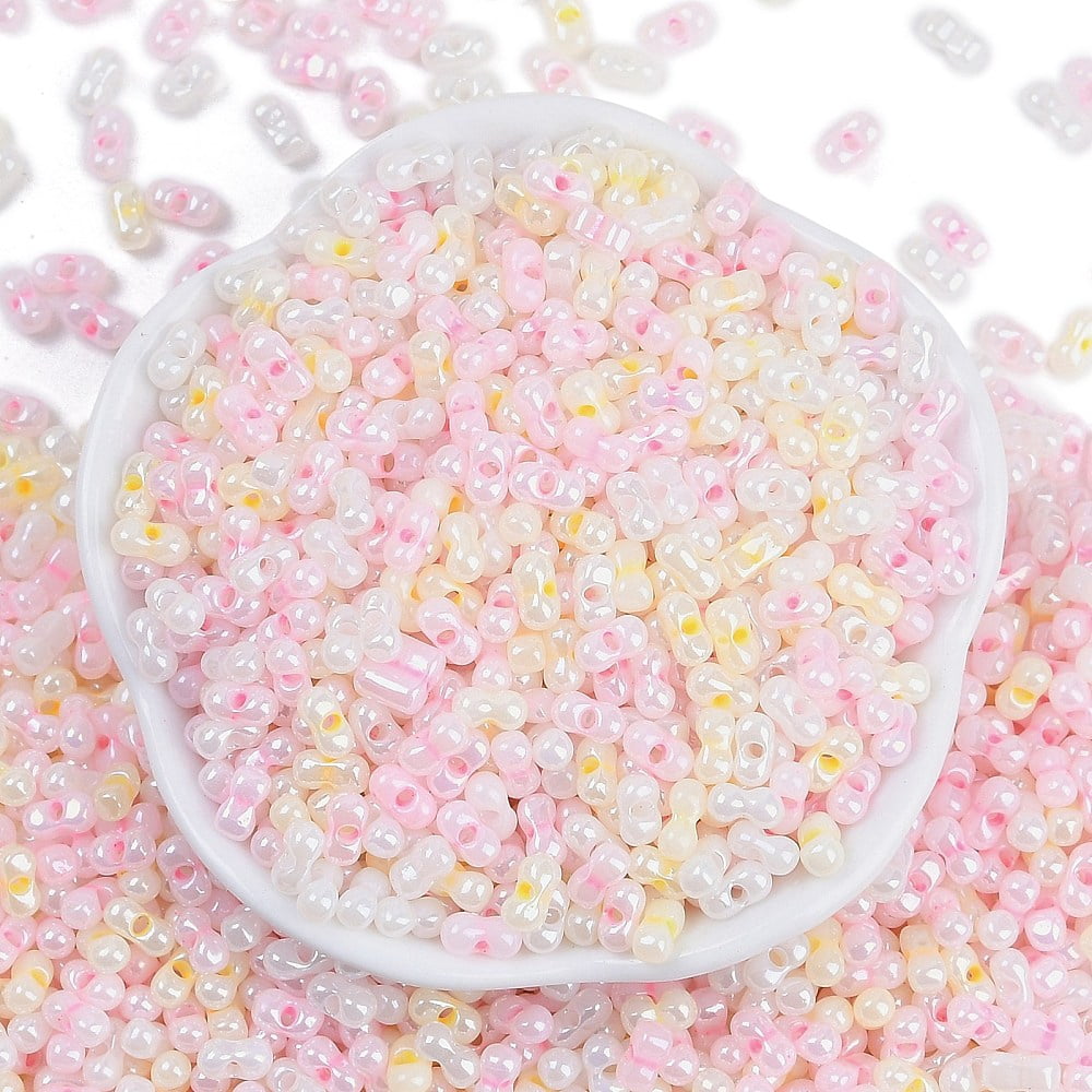 1pound Glass Seed Beads Round Hole Peanut Pink 3.5x6x3.5mm Hole: 0.8mm about 4500pcs/pound