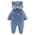 thumbnail image 2 of Bebé Oso De Dibujos Animados Canastilla Onesies Niñas Niños Ropa De Abrigo De Invierno Orejas De Animales Mamelucos En General Mono Con Capucha Odeerbi LM103-3225, 2 of 4