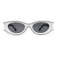 thumbnail image 3 of Womens Mod Concave Plastic Frame Oval Cat Eye Sunglasses White Black, 3 of 4