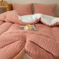 thumbnail image 4 of WOOW DEPOT Sherpa Reversible Comforter Twin 59" x 78.7", 1 PCS Thick Heavy 6.61 lbs Warm Cozy, Taffeta Quilted & Sheared Craft 3D Jacquard Blanket Machine Washable, Dusty Rose, 4 of 9
