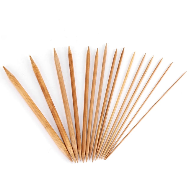 Bamboo Knitting Needles Set, 15 Sizes Knitting Needles with Double Pointed for Sweaters Scarves Knitting