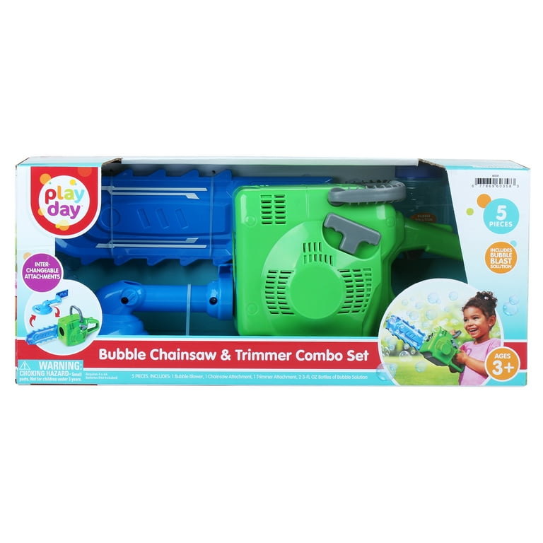 Play Day Bubble Chainsaw & Trimmer Combo Set for Kids with Play Day Bubble Chainsaw & Trimmer Combo Set for Kids with