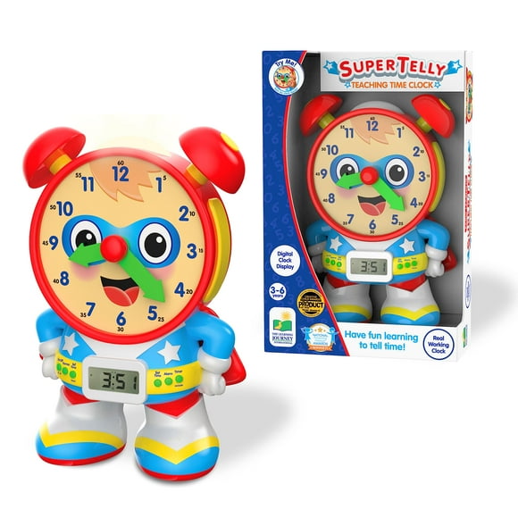The Learning Journey - Horloge d'Enseignement Super Telly - Couleur Primaire - Horloge d'Enseignement Telling Time - Jouets & Cadeaux pour Garçons & Filles de 3 Ans et Plus - Jouet Primé