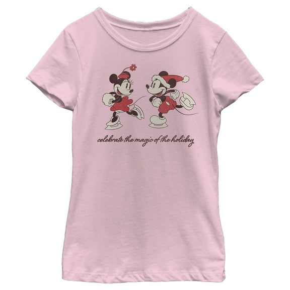 Girl's Mickey & Friends Celebrate The Magic Of Holidays  Graphic Tee Light Pink X Small