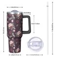 thumbnail image 2 of 40oz Pioneer Flower Floral Print Pattern Insulated Tumbler with Handle, BPA-Free Leak Proof Lid and Straws, Double Wall Vacuum, Hot 12h/Cold 34h, 2 of 6