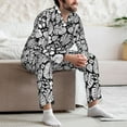 thumbnail image 7 of Naloa Tropical Leaves Men’s Pajamas Set - Long Sleeve Button Down Sleep Shirt and Pajama Bottoms Sleepwear Set-, 7 of 7