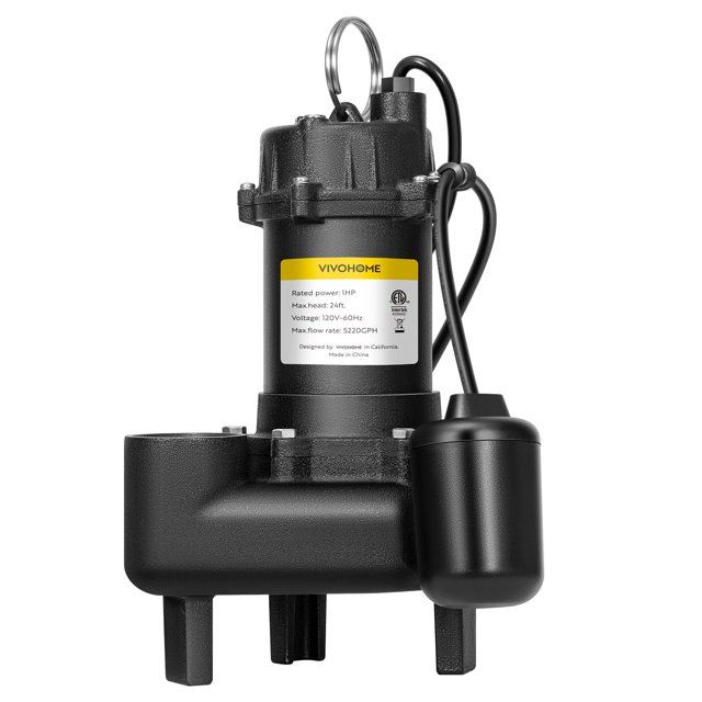 Bomba de aguas residuales VIVOHOME 1 HP sumergible de hierro fundido 5220 LPH