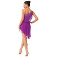 thumbnail image 4 of inlzdz Womens Latin Tango Dance Dress Asymmetrical Shoulder Tassel Ballroom Performance Bodysuit Purple XL, 4 of 7