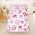 thumbnail image 5 of Manfei Seashell Bowtie King Sheets,Coastal Cute Bedding,4-Piece,1 Flat Sheet,1 Fitted Sheet and 2 Pillowcases, 5 of 6