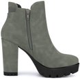 thumbnail image 5 of DARING DIVA Chunky High Heel Platform Zipper Chelsea Boots Grey 7, 5 of 6