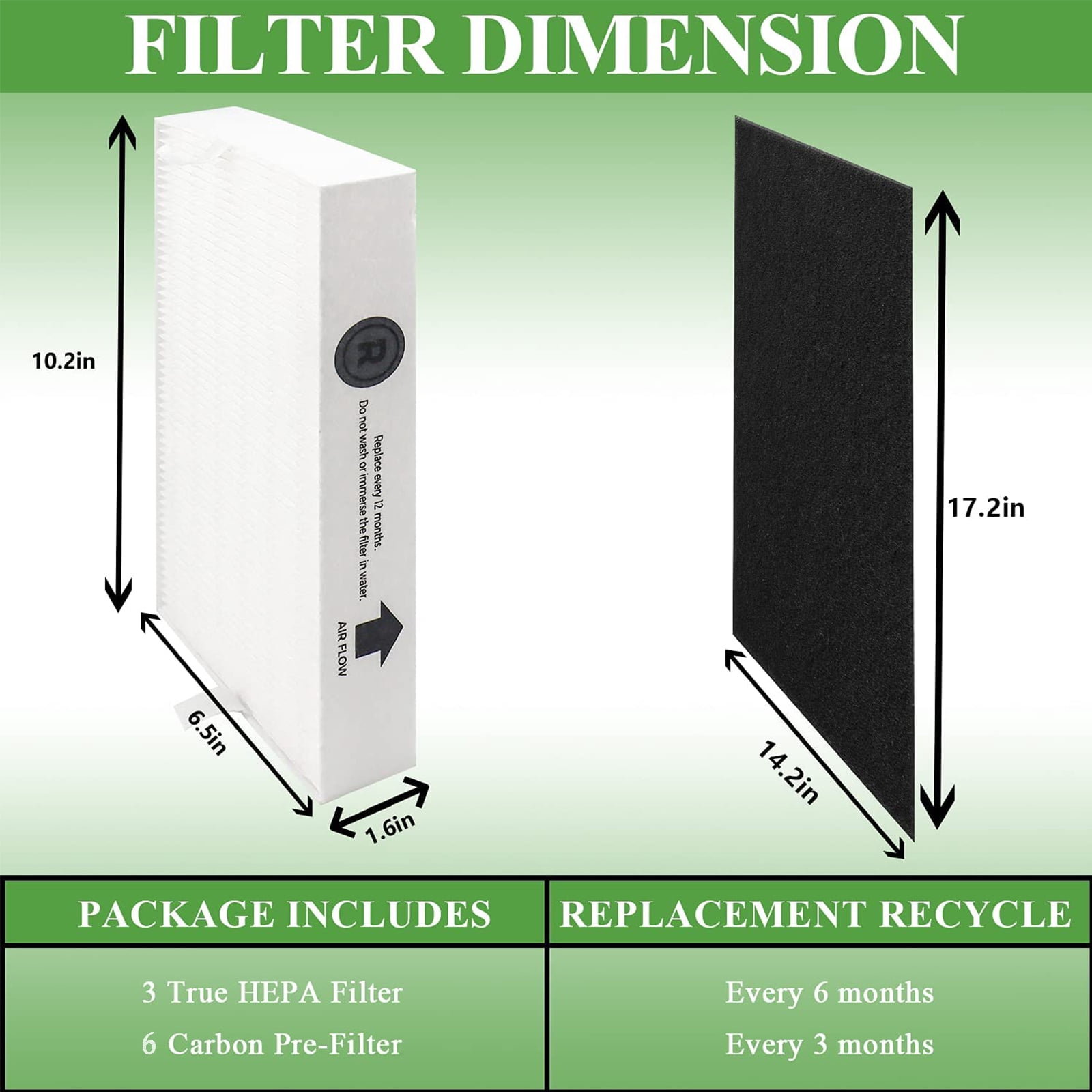AMI PARTS 3 HEPA Air Filters Replacement HPA300 and 6 Activated  Carbon Pre-Filters for Honeywell Air Purifier 300 & Filter R