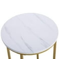 thumbnail image 4 of 16 Inch Modern Round Faux Marble Top Coffee Table with X Base, White and Gold, 4 of 10