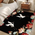 thumbnail image 4 of 3'x5' Area Rugs, Black Crane Indoor Outdoor Area Rug for Living Room Bedroom, Vintage Red Teal Spring Floral Botanical Washable Bathroom Rugs Kitchen Floor Carpet Mats Home Decor Aesthetic, 4 of 8