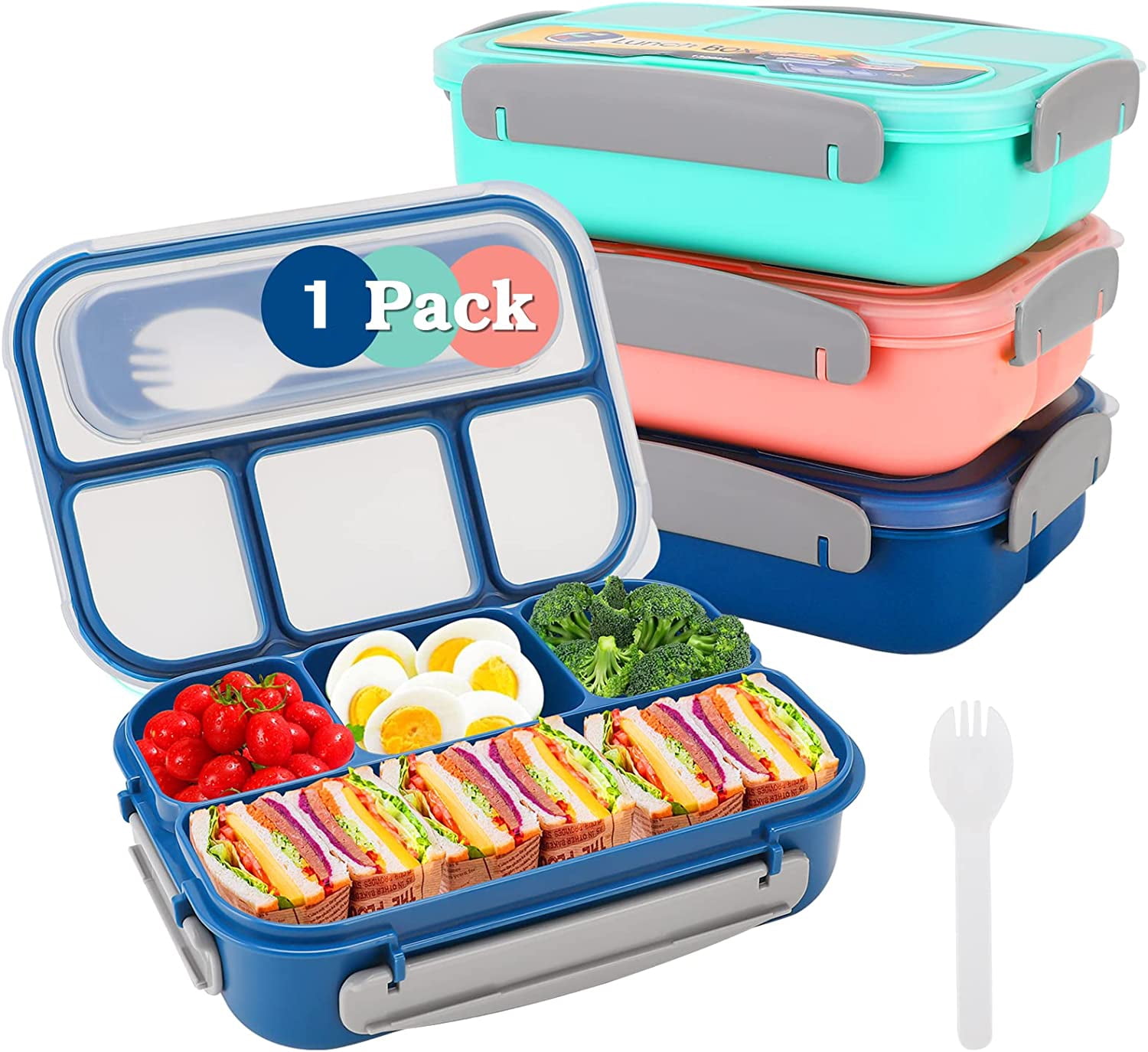 Bento Box, Lunch Box Kids, 1300ml Bento Box Adult Lunch Box With 4  Compartment&food Picks Cake Cups, Lunch Box Containers For  Adults/kids/toddler, Lea