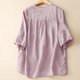 thumbnail image 4 of ICHUANYI Clearance Womens Color Casual Loose Fashion T-ShirtFive Cent Sleeve Button Tops Cotton And Linen Blouse(Purple, M) ICHUANYI WER2023080909938, 4 of 9