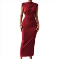 thumbnail image 1 of Vestido Ajustado Fruncido para Mujer Color Vino Tinto M, 1 of 7
