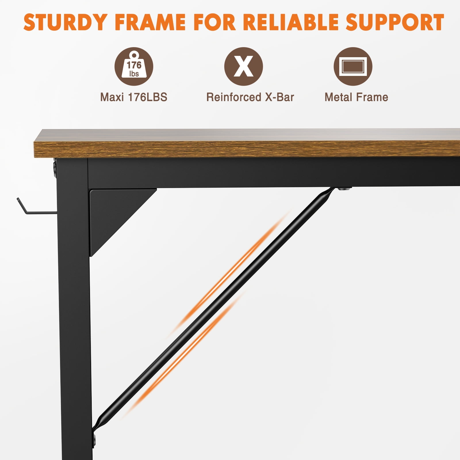 CONCETTA 40 inch Computer Desk Ideal for Small Spaces for Adult, Rustic Brown