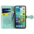 thumbnail image 3 of for iPhone 14 Pro Case, Premium PU Leather Wallet Case [Cat & Dog & Flowers Embossed] Card Slots Kickstand Magnetic Closure Flip Case Cover for iPhone 14 Pro 6.1 inch,Green, 3 of 4