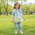 thumbnail image 5 of Baby Girls Denim Clothing Sets 3 Pieces Sets T Shirt Denim Jacket and Jeans,Yellow,4-5Years, 5 of 7