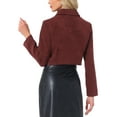 thumbnail image 3 of Blazer de Tweed INSPIRE CHIC para mujer, chaqueta corta de traje de manga larga en color rojo vino, 3 of 5