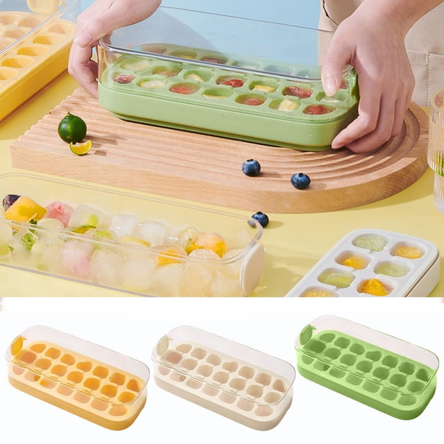 Ice Molds Ice Cube Tray Ice Trays For Freezer Ice Cube Tray With Lid And Bin Press Type New Ice Maker Ice Making Household Ice Box Ice Storage Box Refrigerator Freezer