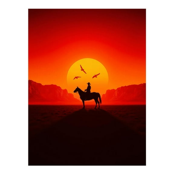 Diamond Art Kits for Adults - 5d Sunset Cowboy Silhouette Scenery Diamond Painting for Adults, Diamond Art for Adults Beginners, Diamond Painting Kits for Adults for Home Wall Decor